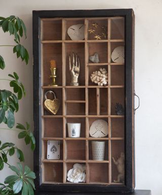 Glass & Antique Wooden Sliding Wall Display Cabinet, Rockett St Geroge