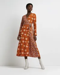 Orange Floral Wrap Midi Dress, was £50, now £40
