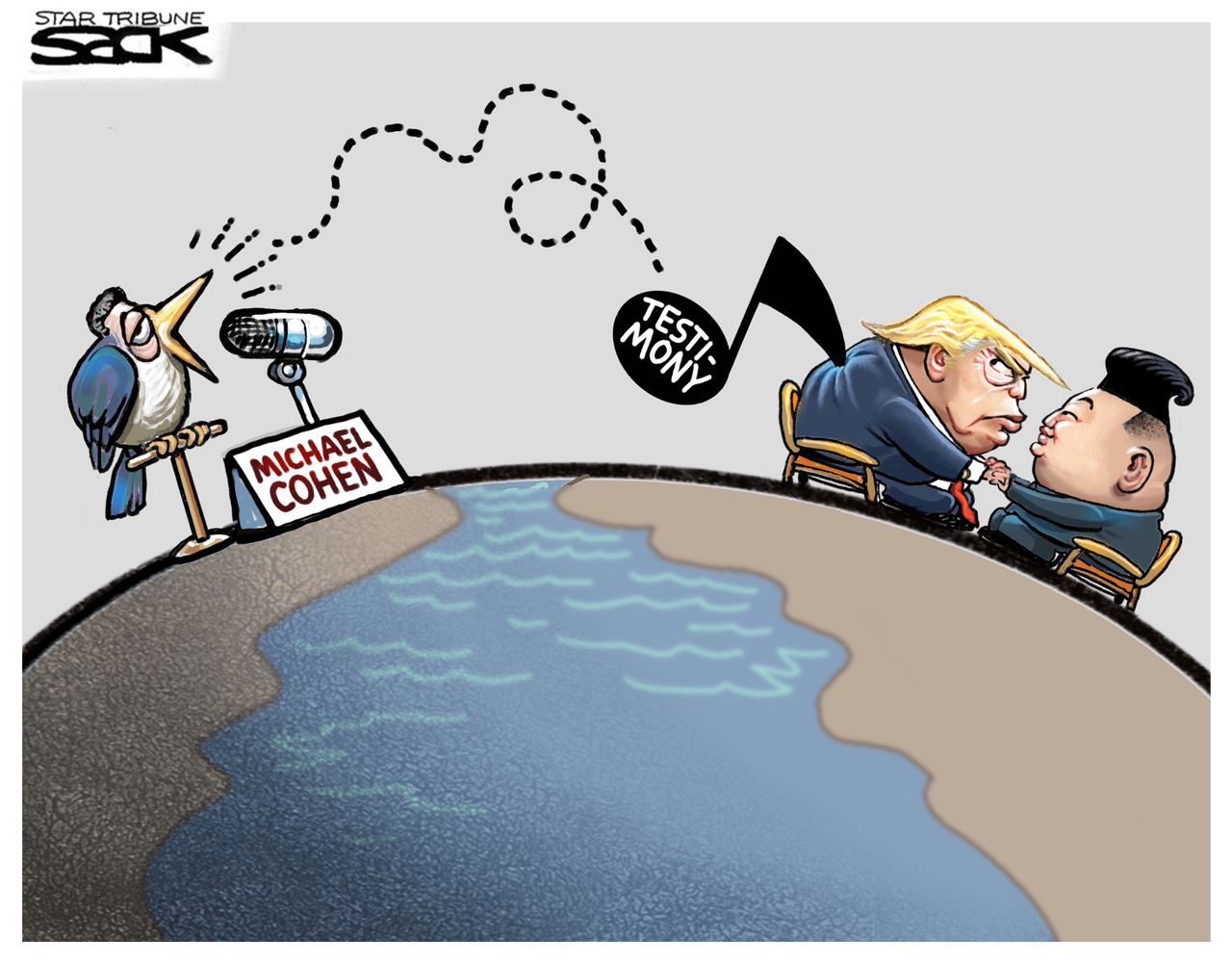 Political cartoon U.S. Trump Michael Cohen testimony&amp;amp;nbsp;North Korea summit