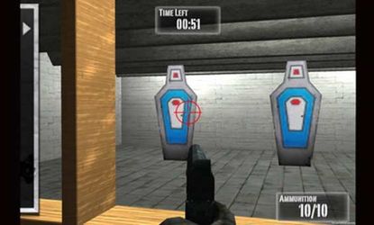 In NRA: Practice Range, users shoot at targets that kind of look like human coffins.