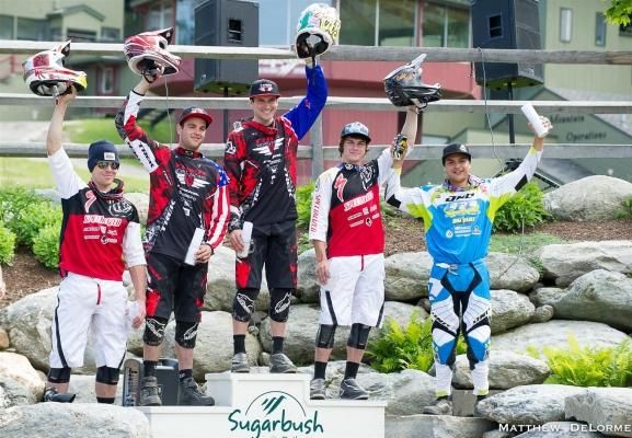The elite men's podium at Sugarbush, Vermont