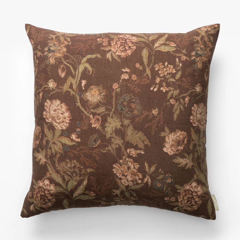 brown floral cushion cover