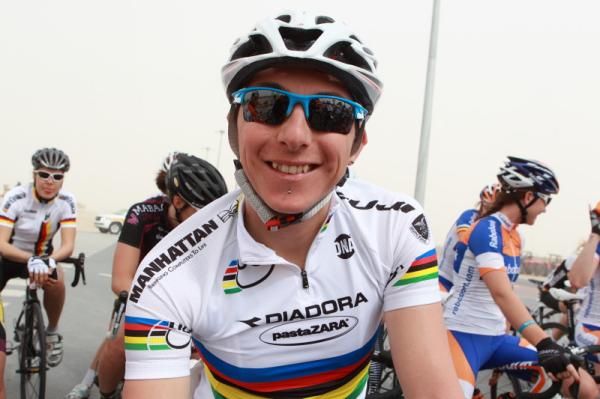 World Champion Giorgia Bronzini (Diadora Pasta Zara) before the start