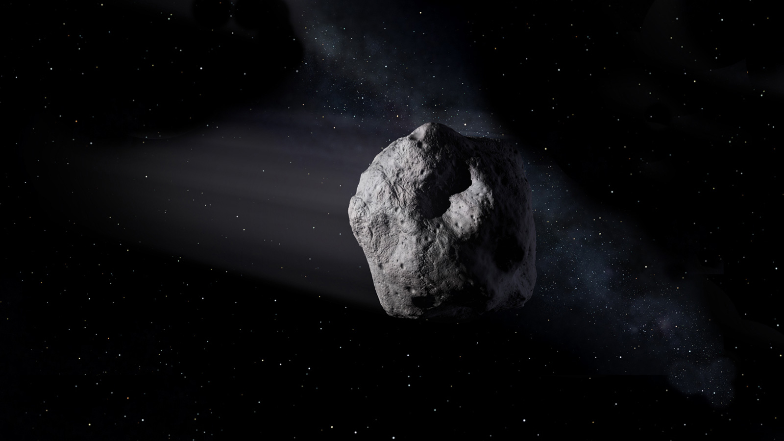 Representación artística de un asteroide cercano a la Tierra.