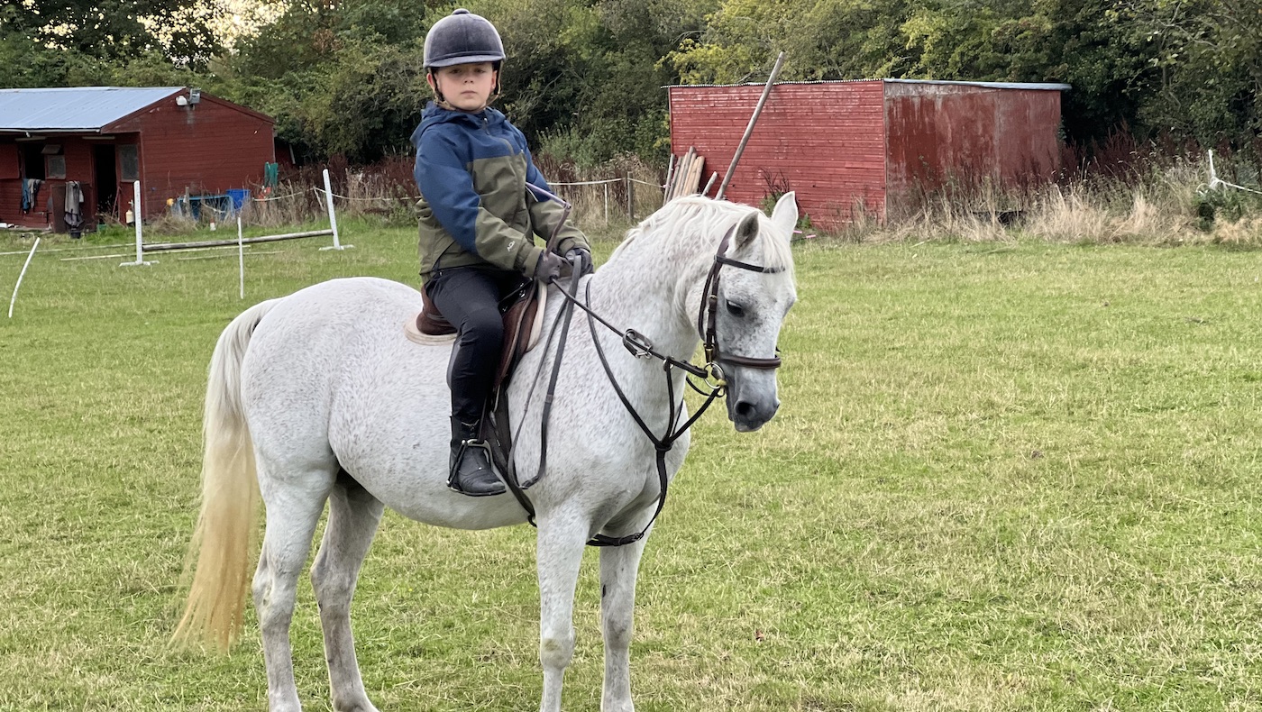 Bone marrow transplant receiver Max Cookson-Johnson and his pony Bambi