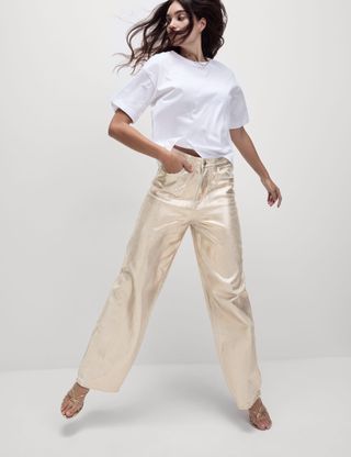 Metallic Wide Leg Jeans