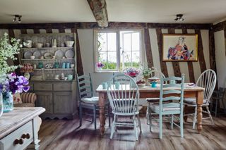 Lovatt thatched cottage kitchen table with beams