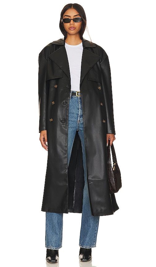 Faux Leather Trench Coat