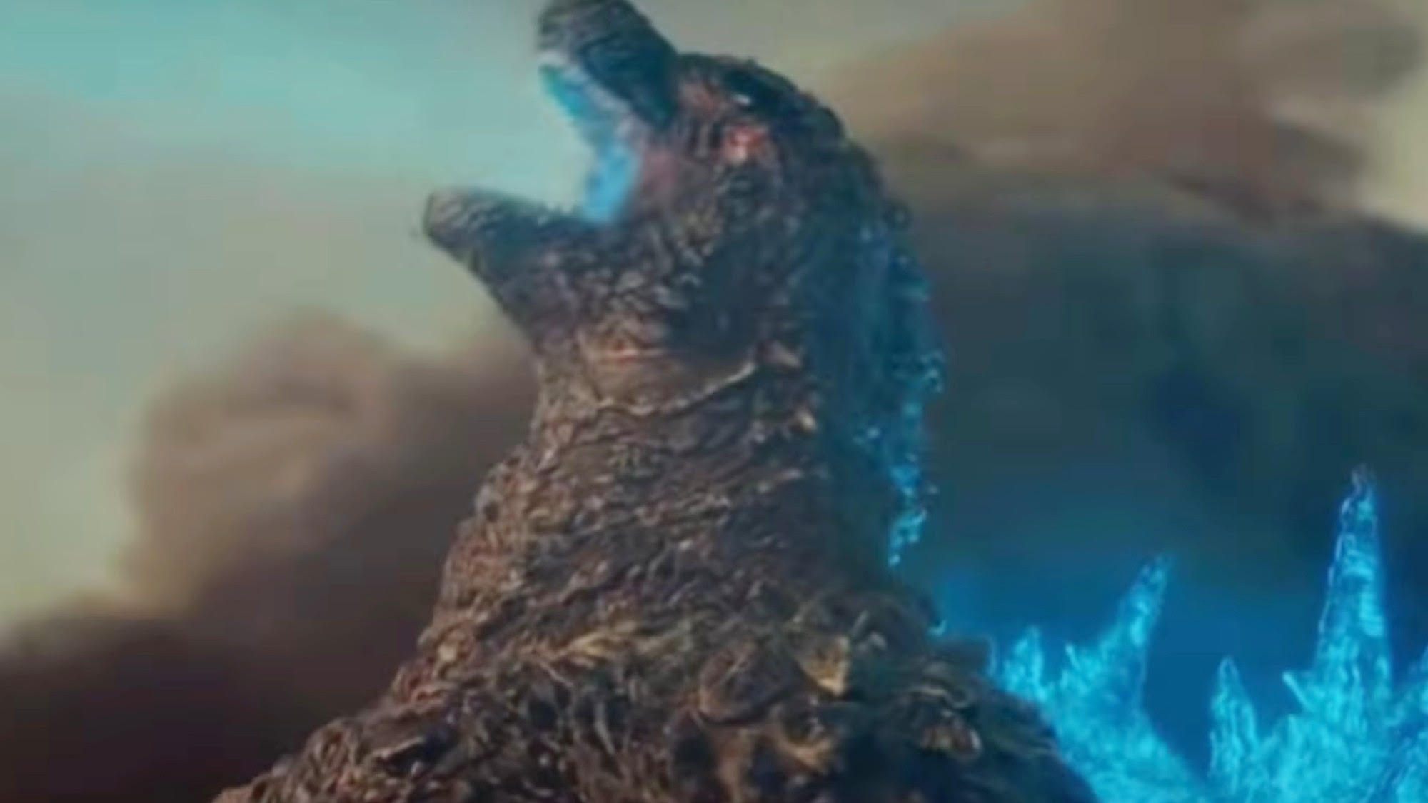 Godzilla preparing to blow out his atomic breath in Godzilla Minus One