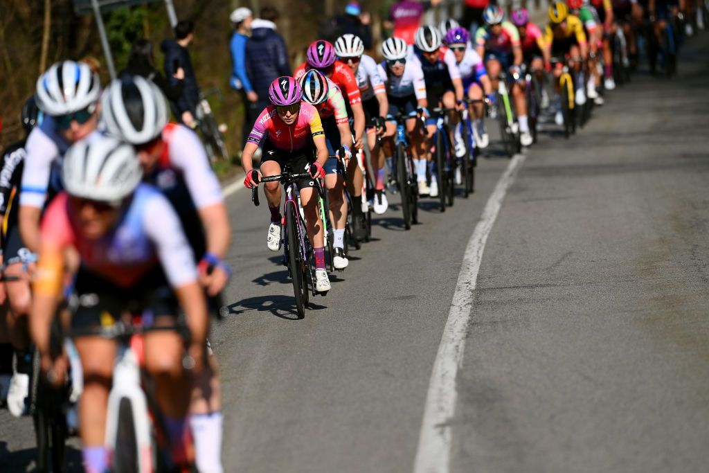 CITTIGLIO ITALY MARCH 20 Niamh FisherBlack of New Zealand and Team SD Worx competes during the 46th Trofeo Alfredo BindaComune di Cittiglio 2021 Womens Elite a 1418km one day race from Cocquio Trevisago to Cittiglio TrBinda UCIWWT on March 20 2022 in Cittiglio Italy Photo by Tim de WaeleGetty Images