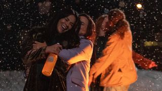 Lottie and Nat hugging in the snow in Yellowjackets