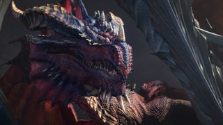 A grinning red dragon in Baldur's Gate 3.