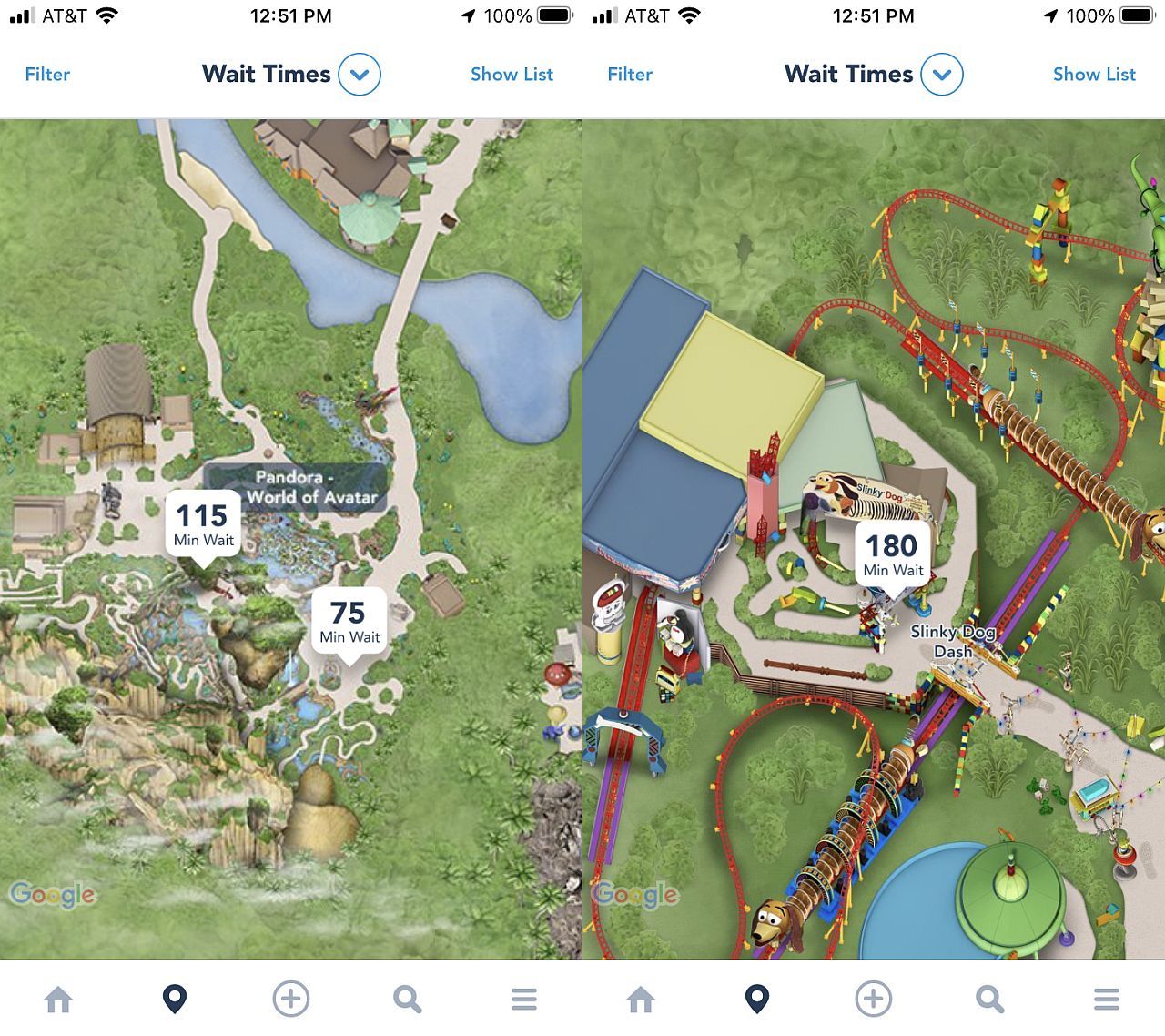 Tiempos de espera de Walt Disney World desde la aplicación
