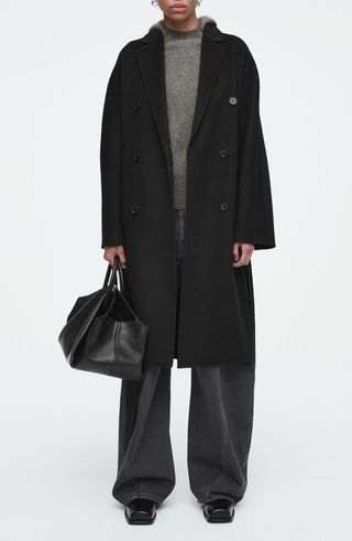 Oversize Double Breasted Wool Blend Coat