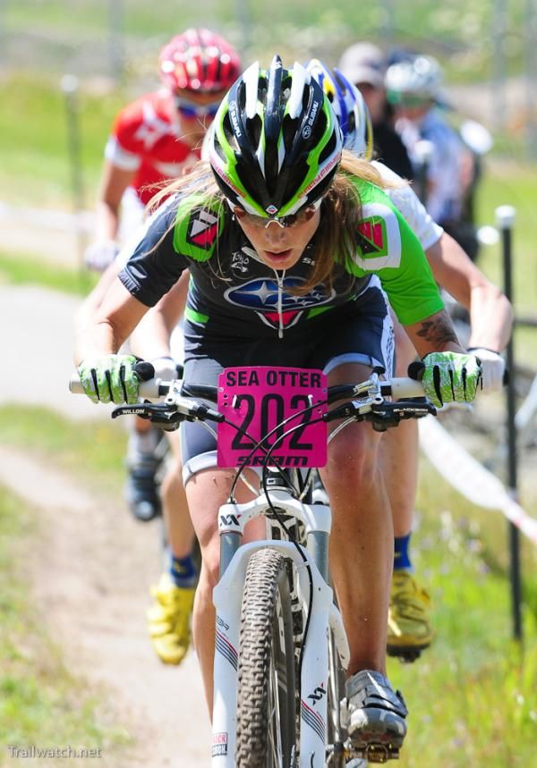 Willow Koerber (Gary Fisher/Subaru) riding at the front of the race