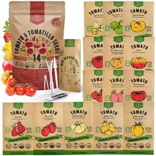 Organo Republic 14 Rare Tomato & Tomatillo Garden Seeds Variety Pack 1025+ Non-Gmo Heirloom Tomato