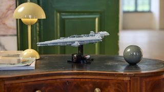 Lego Star Wars Executor Super Star Destroyer sat on a desk