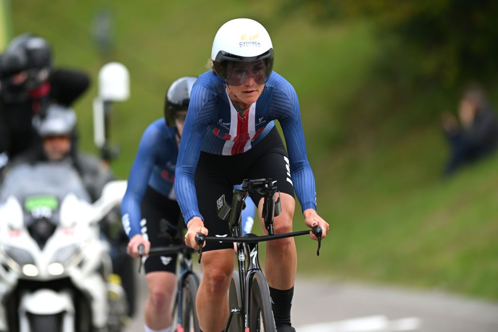 ZURICH SWITZERLAND SEPTEMBER 25 Emily Ehrlich of Team United States sprints during the 97th UCI Cycling World Championships Zurich 2024 Mixed Relay Team Time Trial a 537km one day race from Zurich to Zurich on September 25 2024 in Zurich Switzerland Photo by Dario BelingheriGetty Images