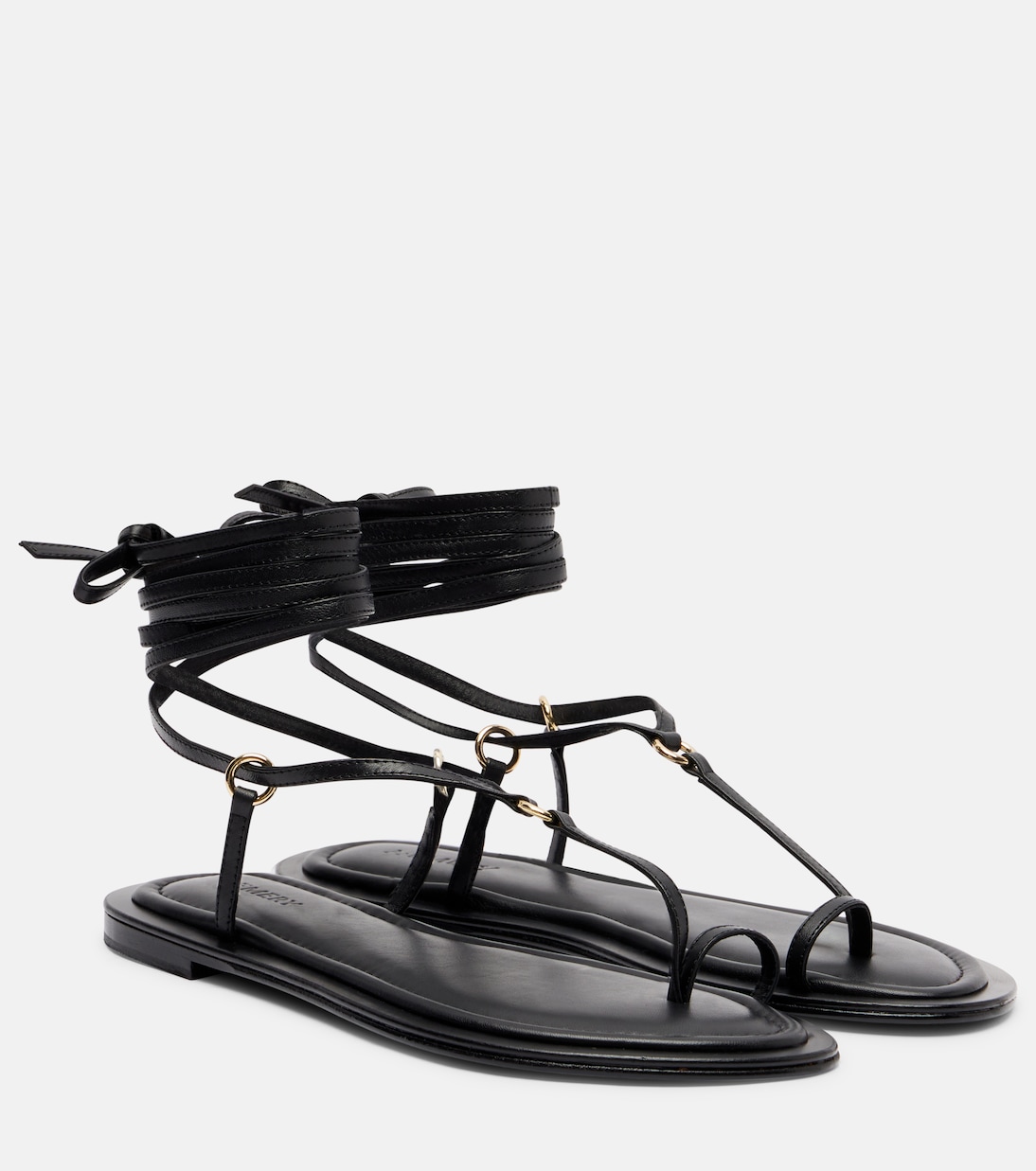 Tesni Leather Sandals in Black - a Emery