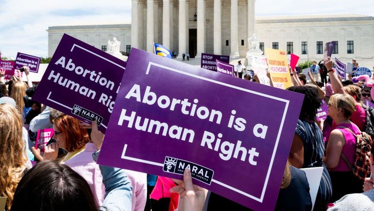 A placard saying, Abortion is a Human Right, seen during the...