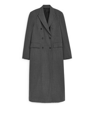 Oversized Double-Breasted Coat - Grey Melange - Arket Gb