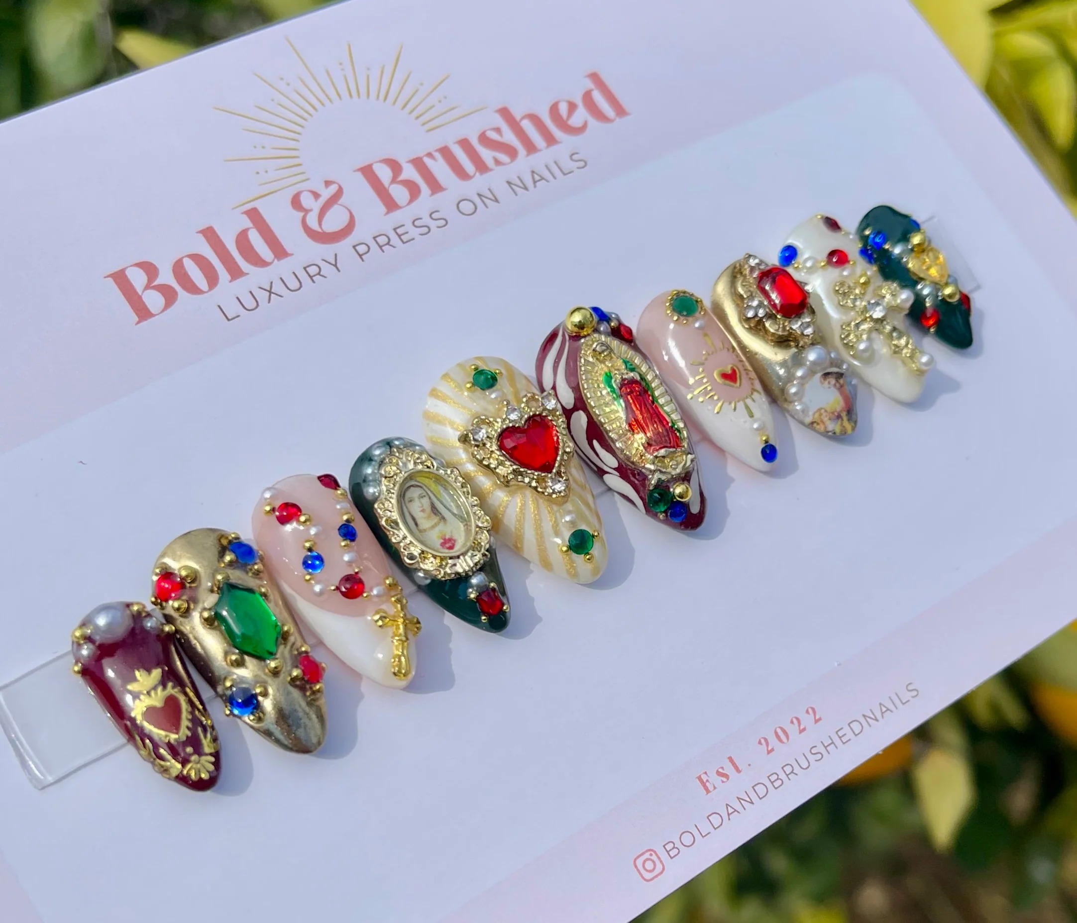 boldandbrushednails, Romeo &amp;amp; Juliet Rosary Embellished Press on Nail Set