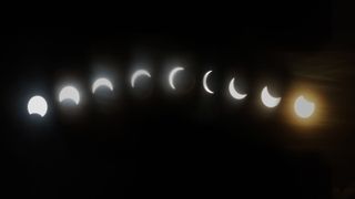 Digital Composite Image Of Solar Eclipse - stock photo