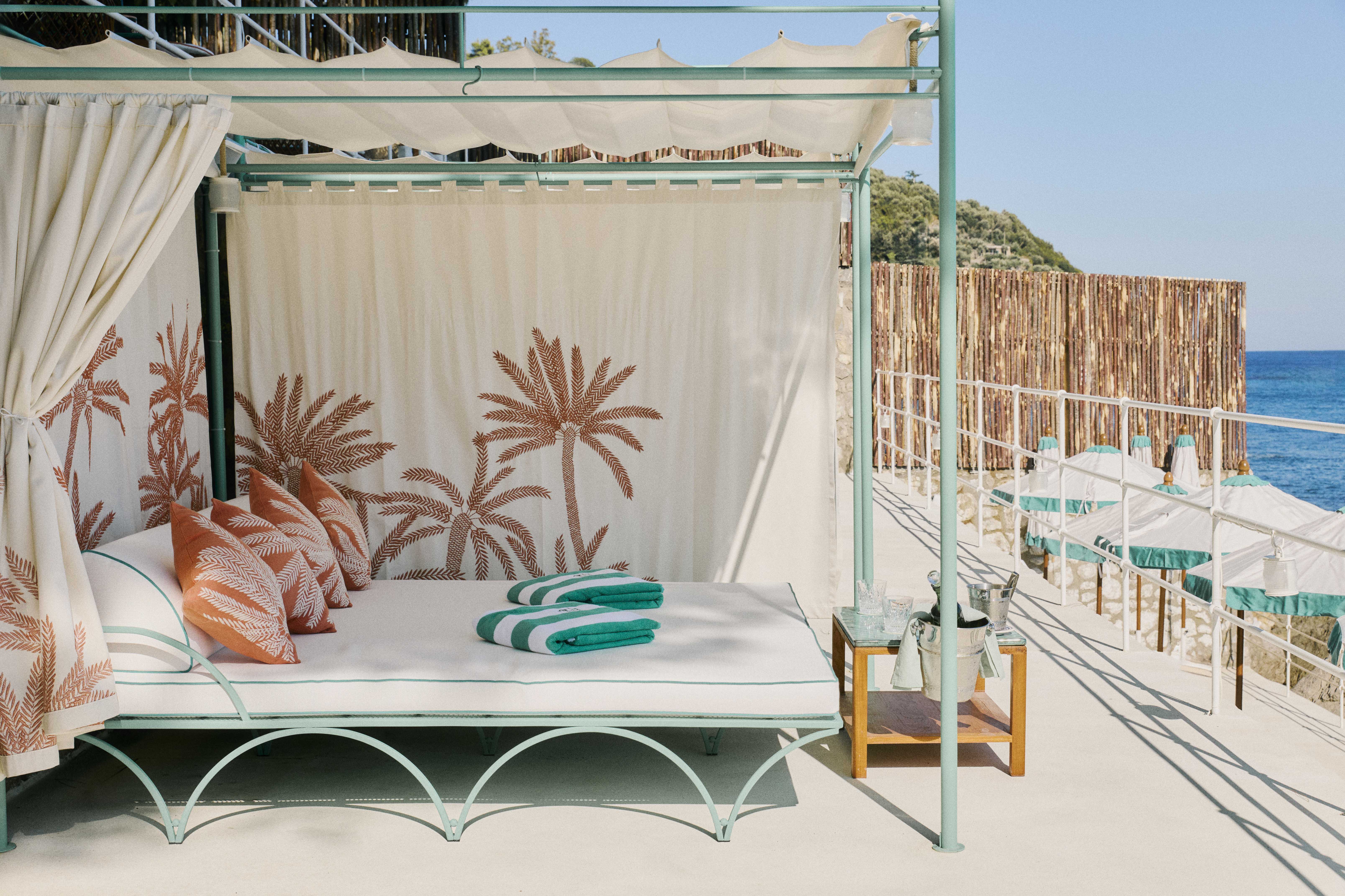 Blue and white beach club