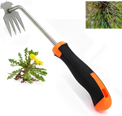 Weed Puller Tool, 2024 New Durable Garden Weed Pulling Tool, Portable Garden Weeder Tool for Vegetable Gardening Backyard Farm Planting & Weeding (rubber Handle) (rubber Handle, Primary Colour)