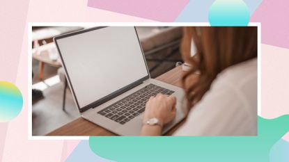 composite image of a woman working at a laptop, to illustrate how to get a promotion