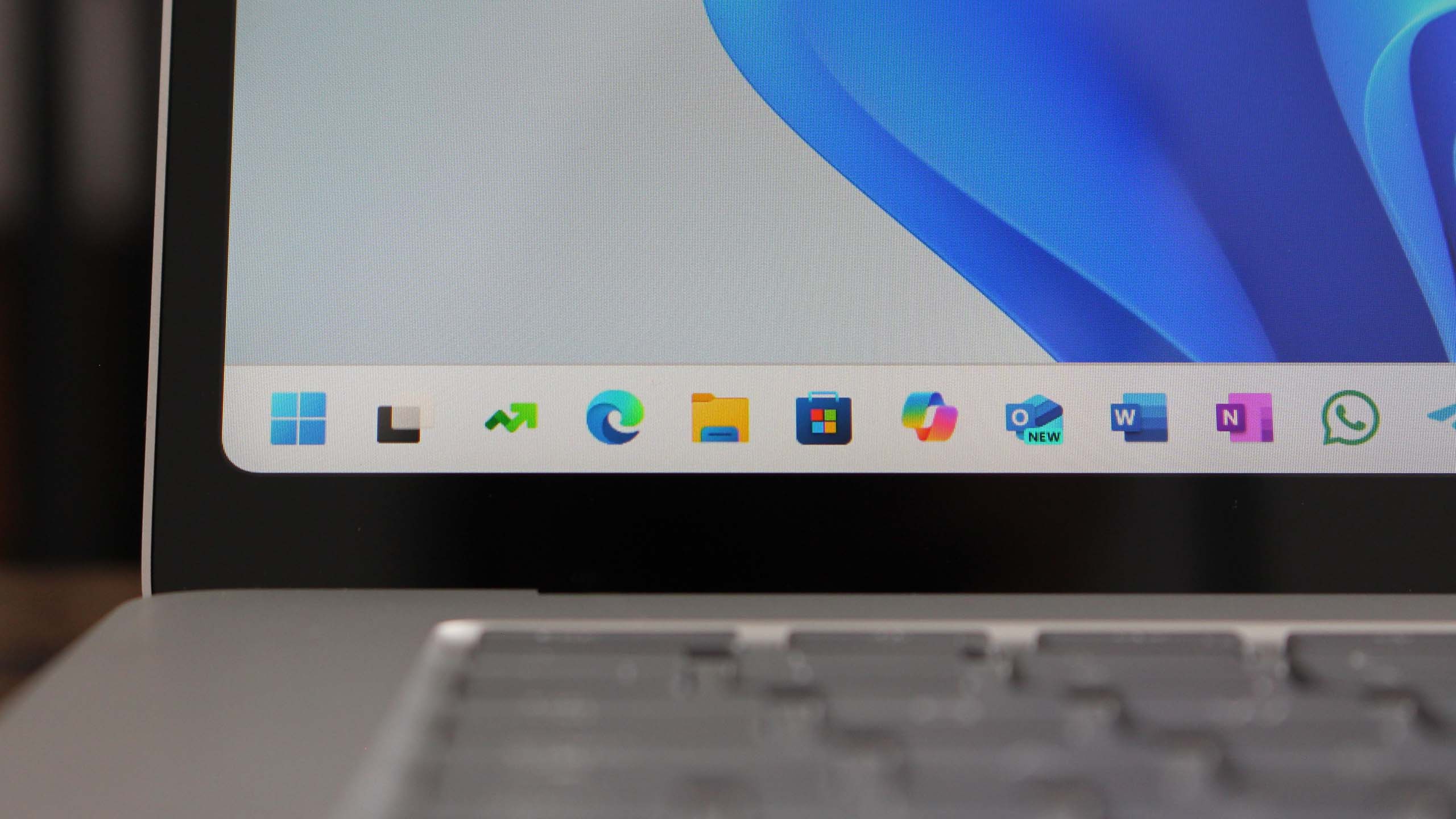 Surface Laptop 7 bezel and taskbar close up view