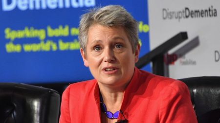 Kate Bingham speaks on a panel during a brain health event