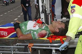 Staf Scheirlinckx (Cofidis) wasn't in a good way after his crash, with multiple serious injuries