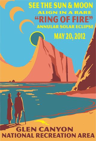 This poster from the National Parks Service welcomes skywatchers to Glen Canyon National Recreation Area to see the annular solar eclipse on May 20, 2012.