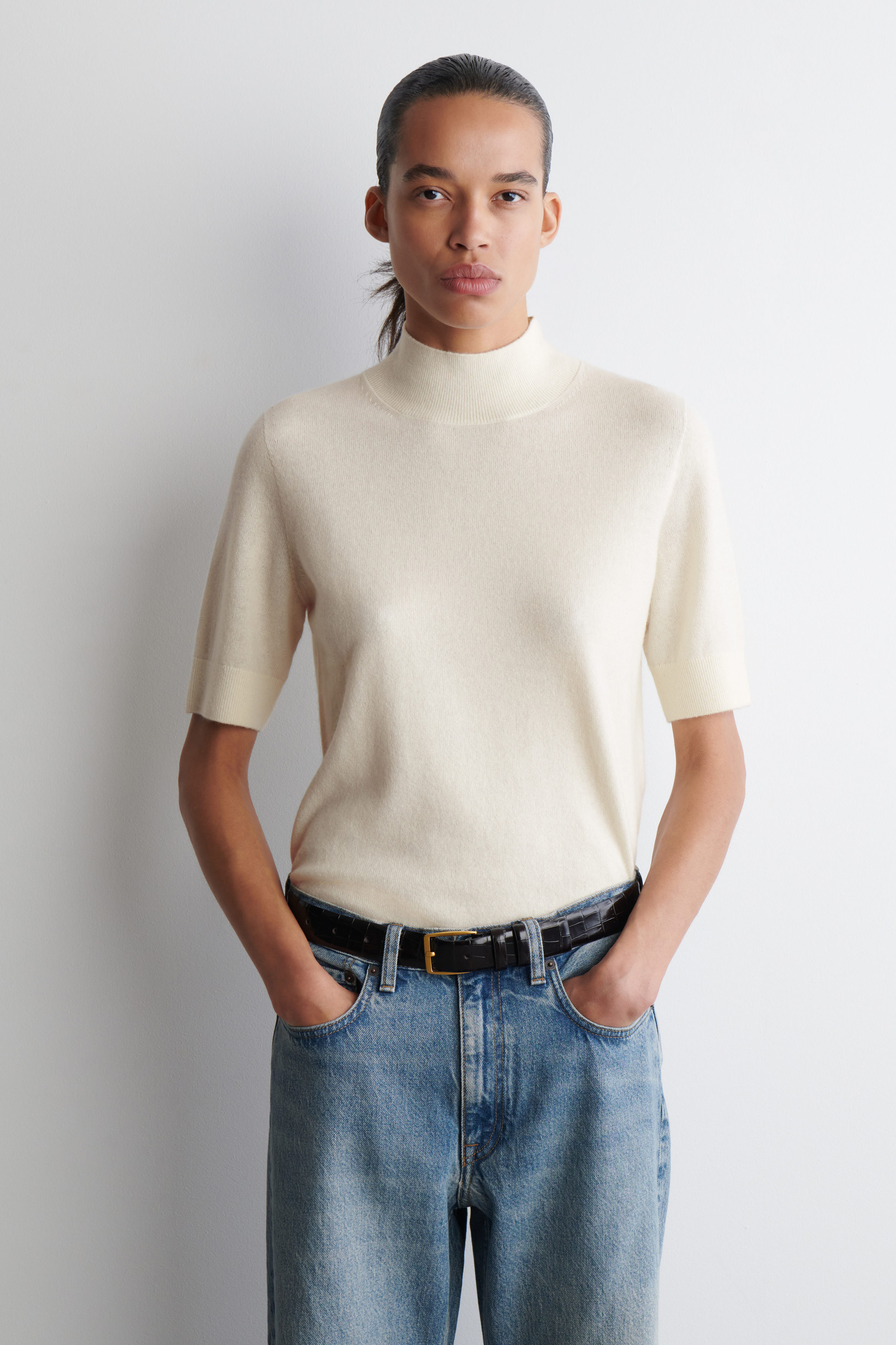 Cashmere Mock-Neck T-Shirt