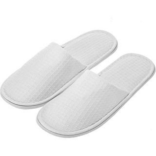 white waffle spa-style slippers