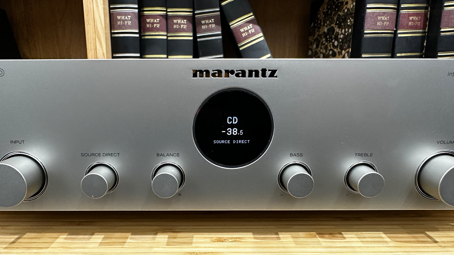 Marantz Model 70 integrated amplifier close up on display and controls