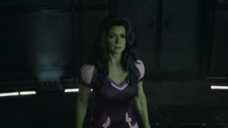 She-Hulk stares at KEVIN, who is off camera, in the Marvel TV show's season finale