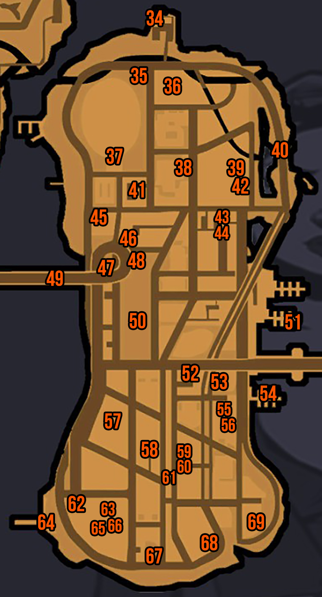 Grand Theft Auto III Hidden Packages Map: Staunton Island Map for