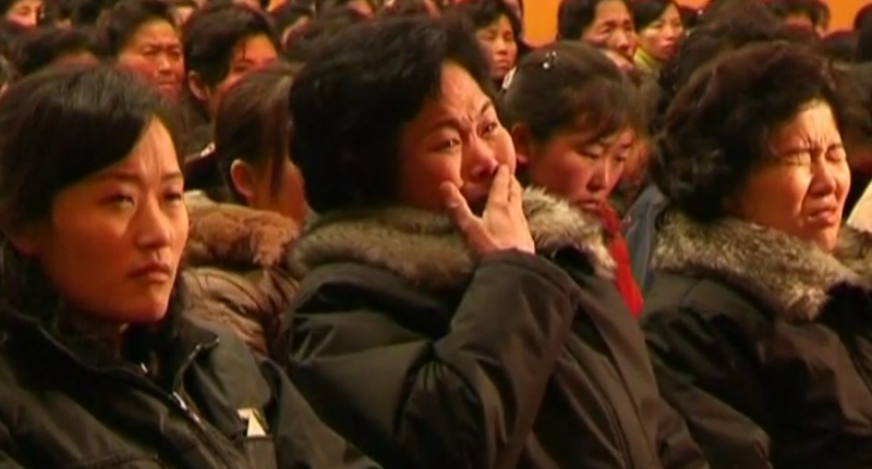 North Korean workers react to Kim Jong-Il&#039;s death.