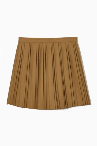Cos Pleated Wool-Blend Mini Skirt