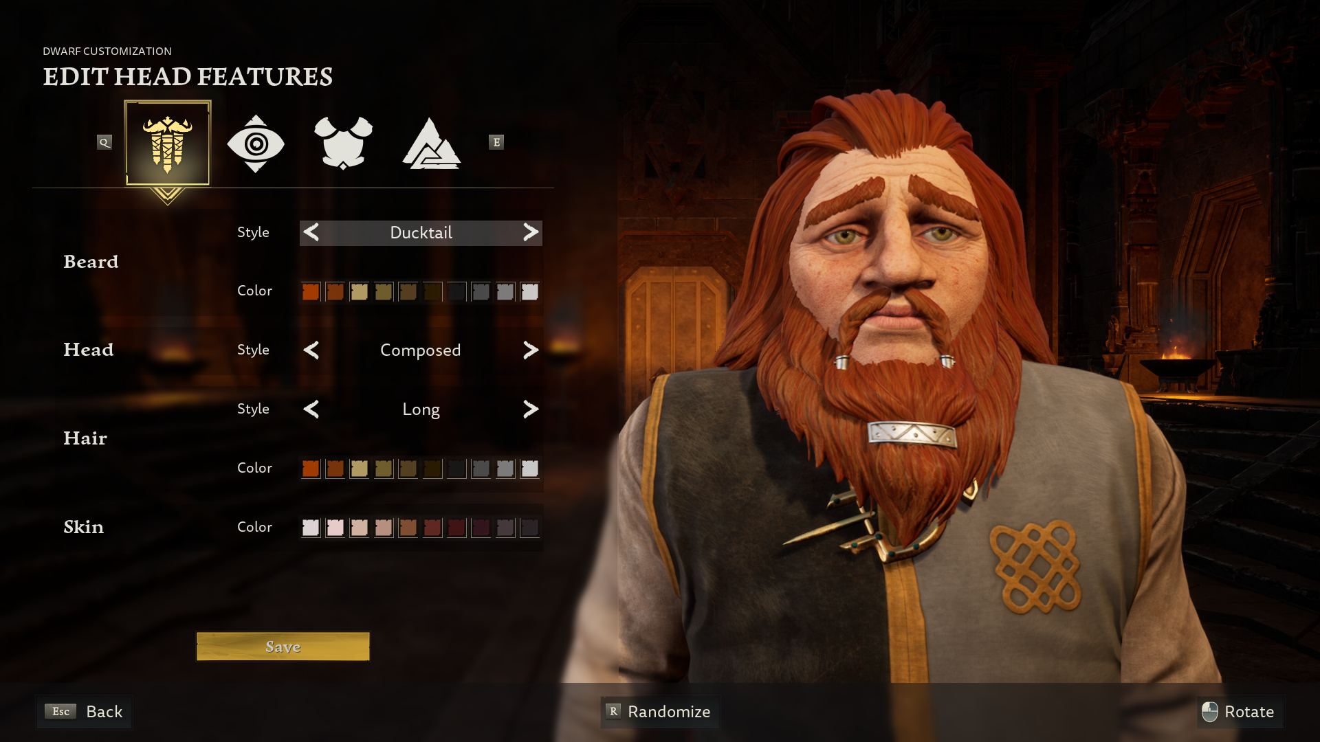 The character creation screen of The Lord of the Rings: Return to Moria.