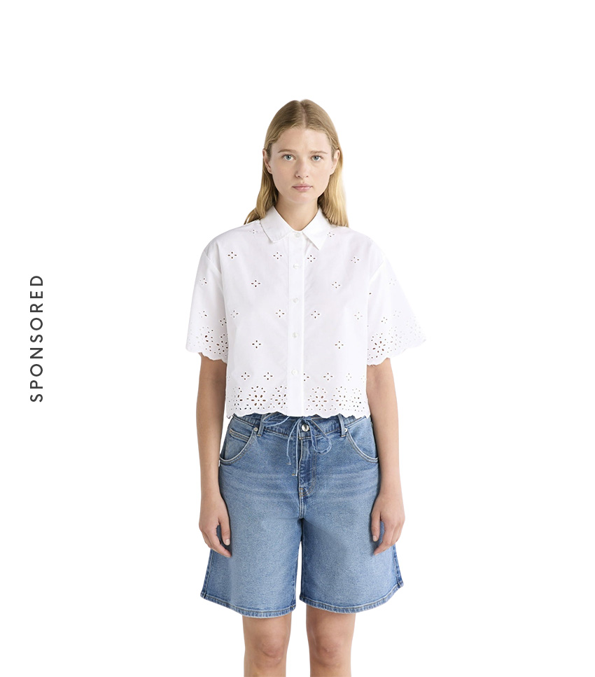 Free Assembly Women's and Women's Plus Cropped Cotton Eyelet Shirt, Sizes Xs-4x
