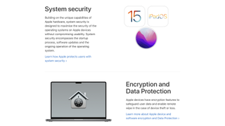 Screenshot of some of Apple's security measures