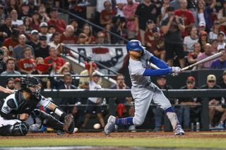 Los Angeles Dodgers' Mookie Betts strikes out