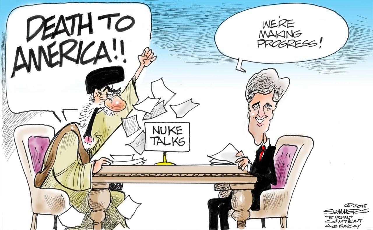 Political cartoon World John Kerry Iran