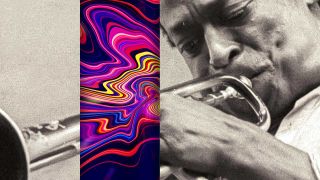 Miles Davis blowing the trumpet circa 1970