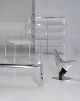 Silver furniture by MDF Italia at Aram Gallery