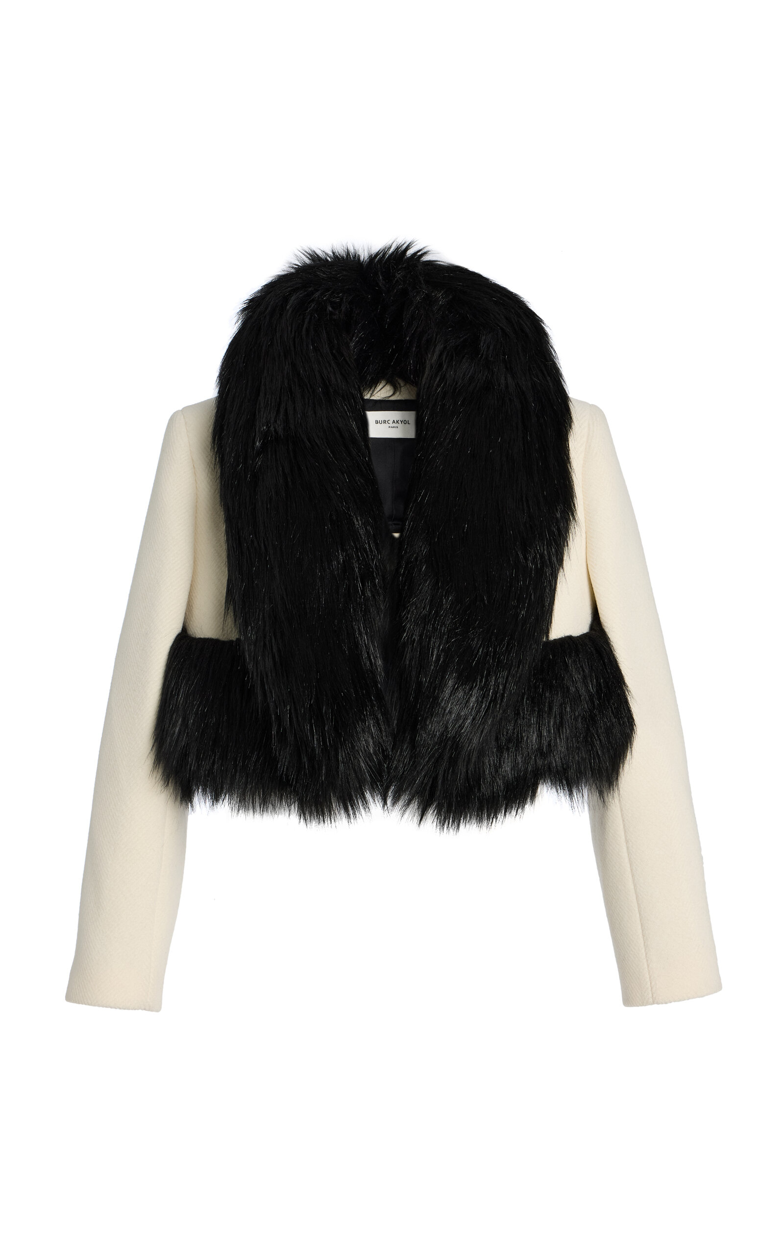 Faux-Fur Trimmed Wool Cropped Coat