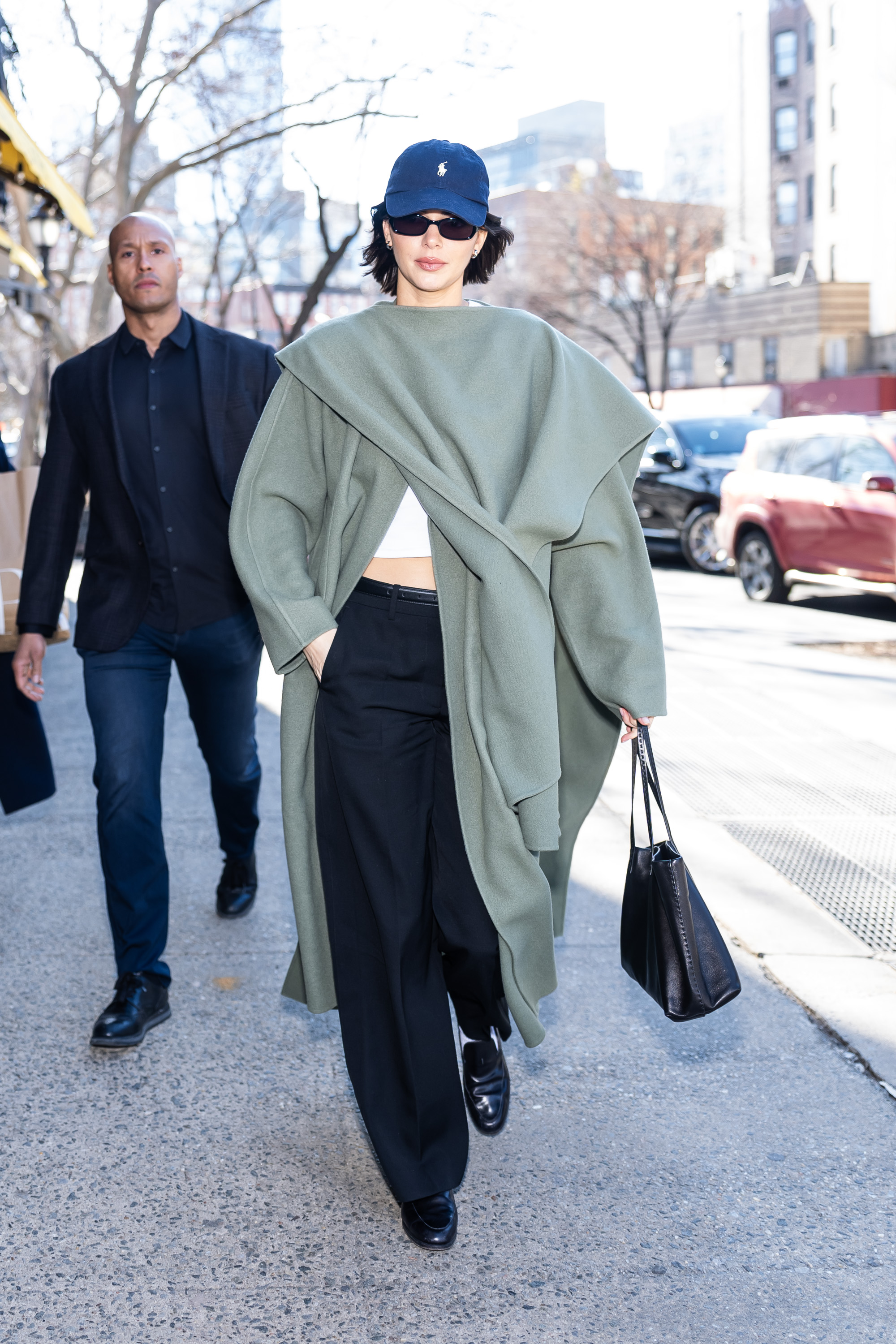 Kendall Jenner wearing a scarf coat in February 2025